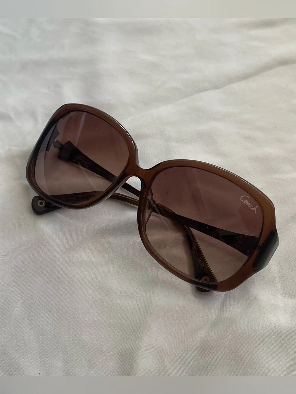 Coach S2004 Brown Oversized Sunglasses Tortoise Signature C Y2K